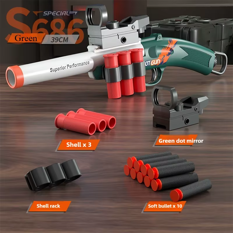 S686 Pistolet Lanceur de Billes Souples Airsoft à Éjection de Douilles, Jouet de Tir pour Jeux CS en