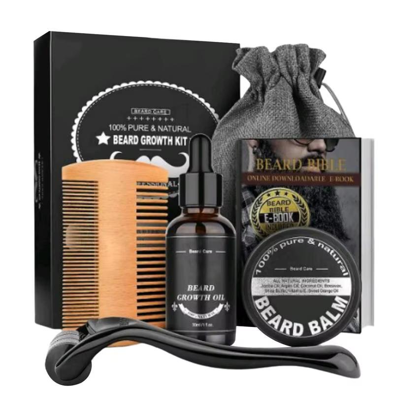5 pièces hommes barbe Barba toilettage barbe ensemble barbe croissance huile hommes rehausseur de ch