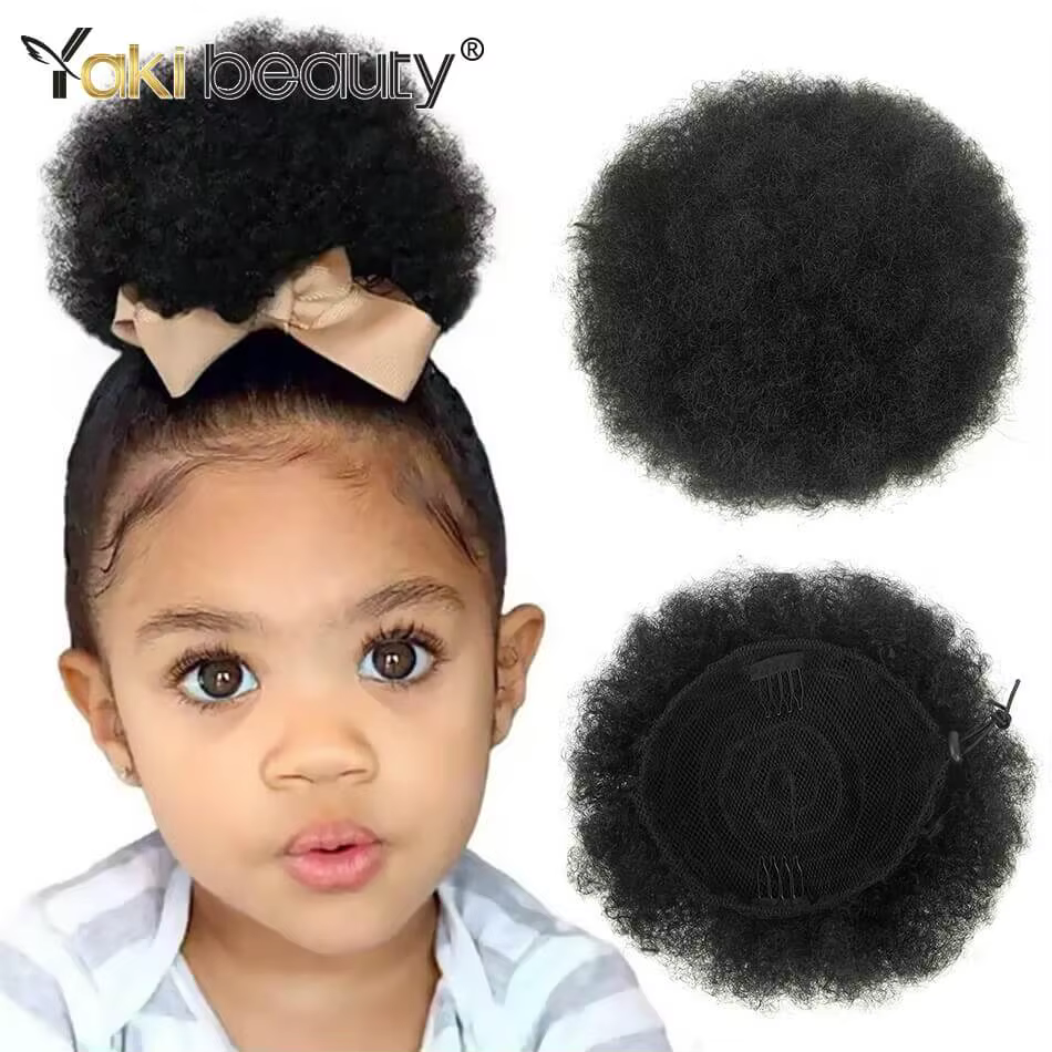Chignon synthétique Afro bouffant bouclé 12 pouces court crépus bouclés cordon queue de cheval Exten