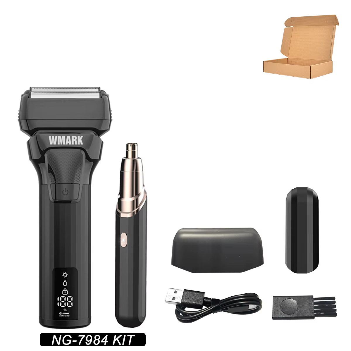 WMARK NG-7984KIT Kit de rasoir professionnel pour homme 9000 tr/min, entièrement métallique, IPX6, é