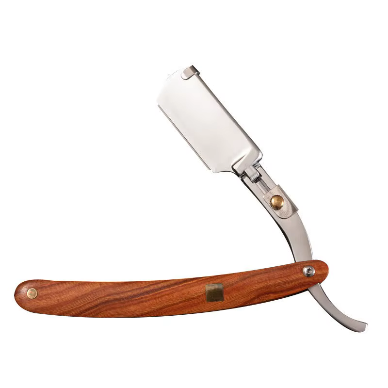 Nouveaux rasoirs droits pour hommes manche en bois naturel adapté aux lames à Double bord rasoir de 
