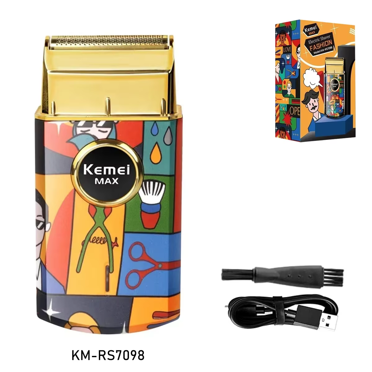 Kemei KM-RS7098 Titane Double Feuille Alternative Rasoir Professionnel Barbier Finition Électrique H