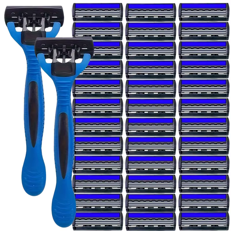 NOUVEAU Rasoir pour hommes, rasoir à 3 lames en acier inoxydable, rasoir de sécurité réutilisable, r