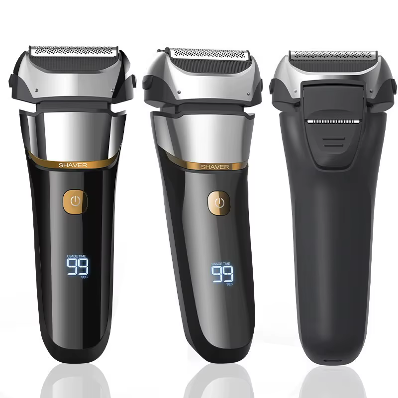 Rasoir électrique 4D pour hommes, Rechargeable, pour barbier, USB type-c, étanche, HT-909