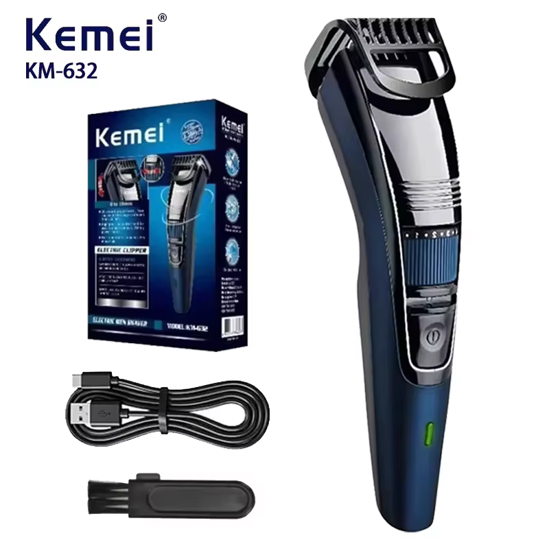 Tondeuse à barbe réglable Kemei 632 (0,5-10 mm) pour hommes, rechargeable, pour la moustache et les 
