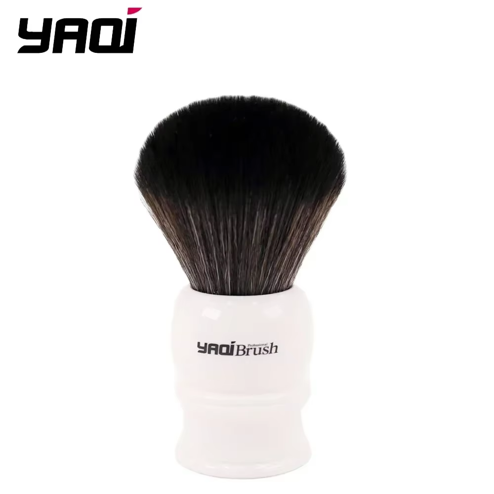 Brosse de rasage humide Yaqi 30mm taille noeud blanc poignée noir cheveux synthétiques brosse de ras