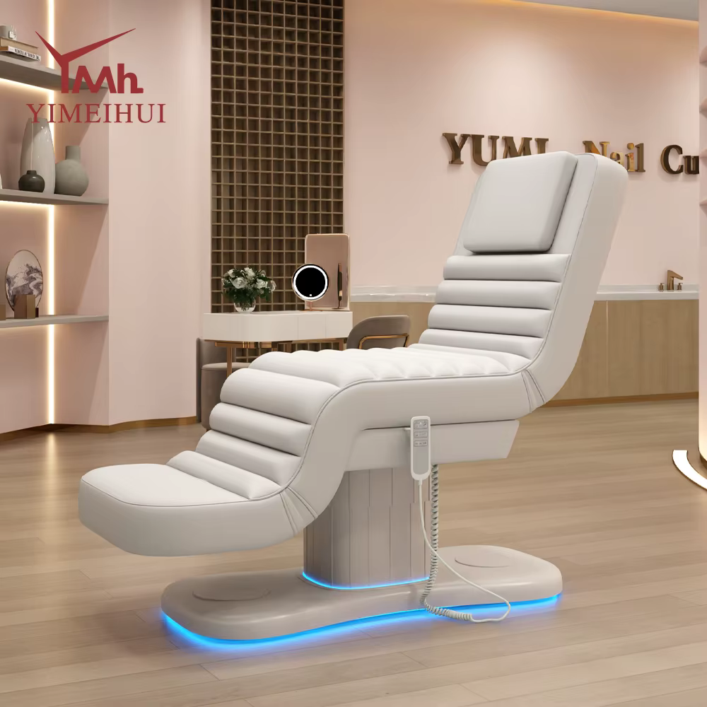 Fauteuil de beauté électrique de luxe à 3 moteurs avec table de massage facial réglable et lit pour