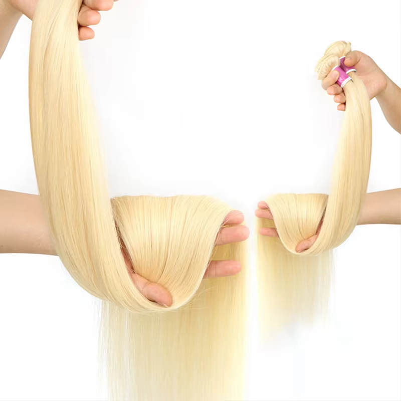 Tissage en Lot Brésilien Naturel Remy Lisse Blond 613, Extensions de Cheveux Humains, 30 34 36 38 40