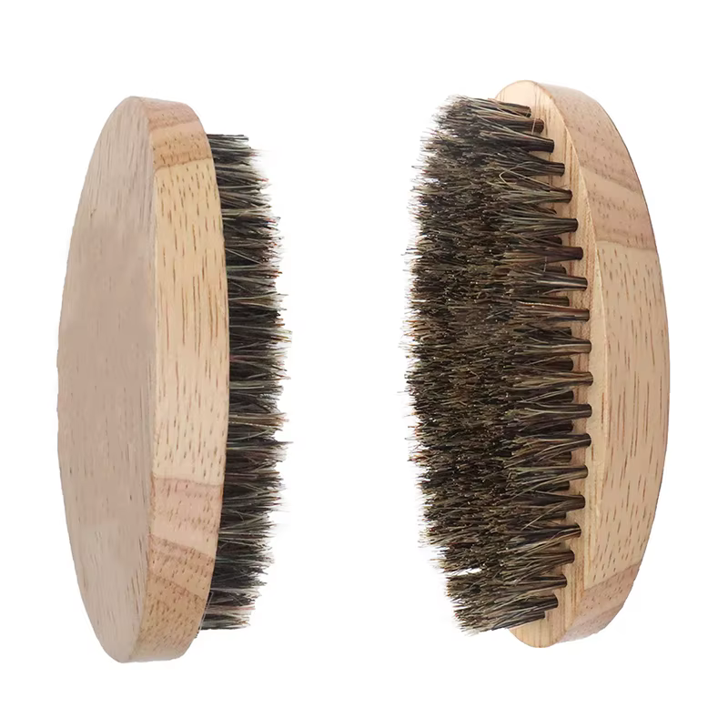 BBQ4 1PC Brosse à raser en poils de sanglier pour hommes, brosse à barbe naturelle portable pour le