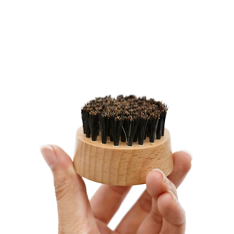Manche en bois poils de sanglier barbe brosse outil de rasage brosse à cheveux en bois courbé hommes