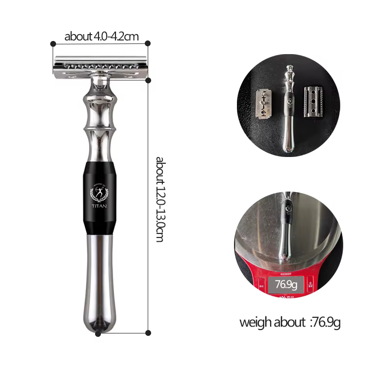 Rasoir de sécurité Titan pour hommes, manche en métal, lame remplaçable, machine pour le rasage, hau