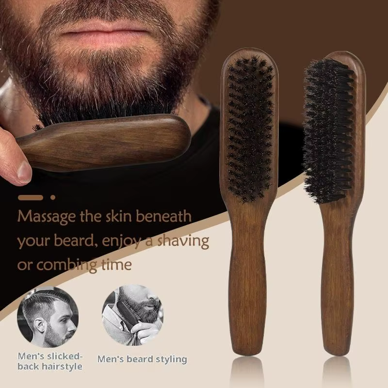 Manche en bois poils de sanglier barbe brosse outil de rasage brosse à cheveux en bois hommes barbe