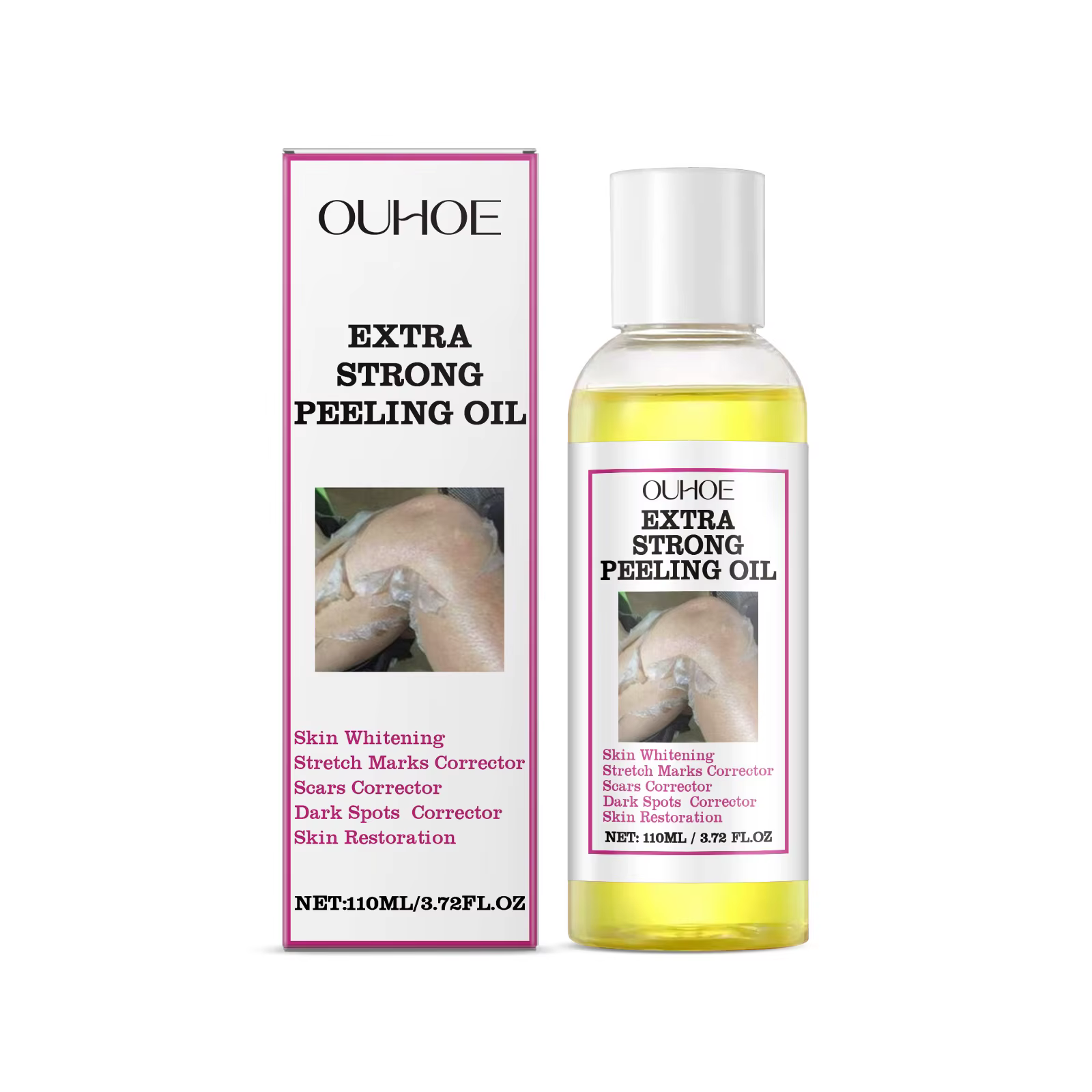 Huile exfoliante jaune pour la peau du corps, hydratante, nourrissante, éclaircissante, raffermissan
