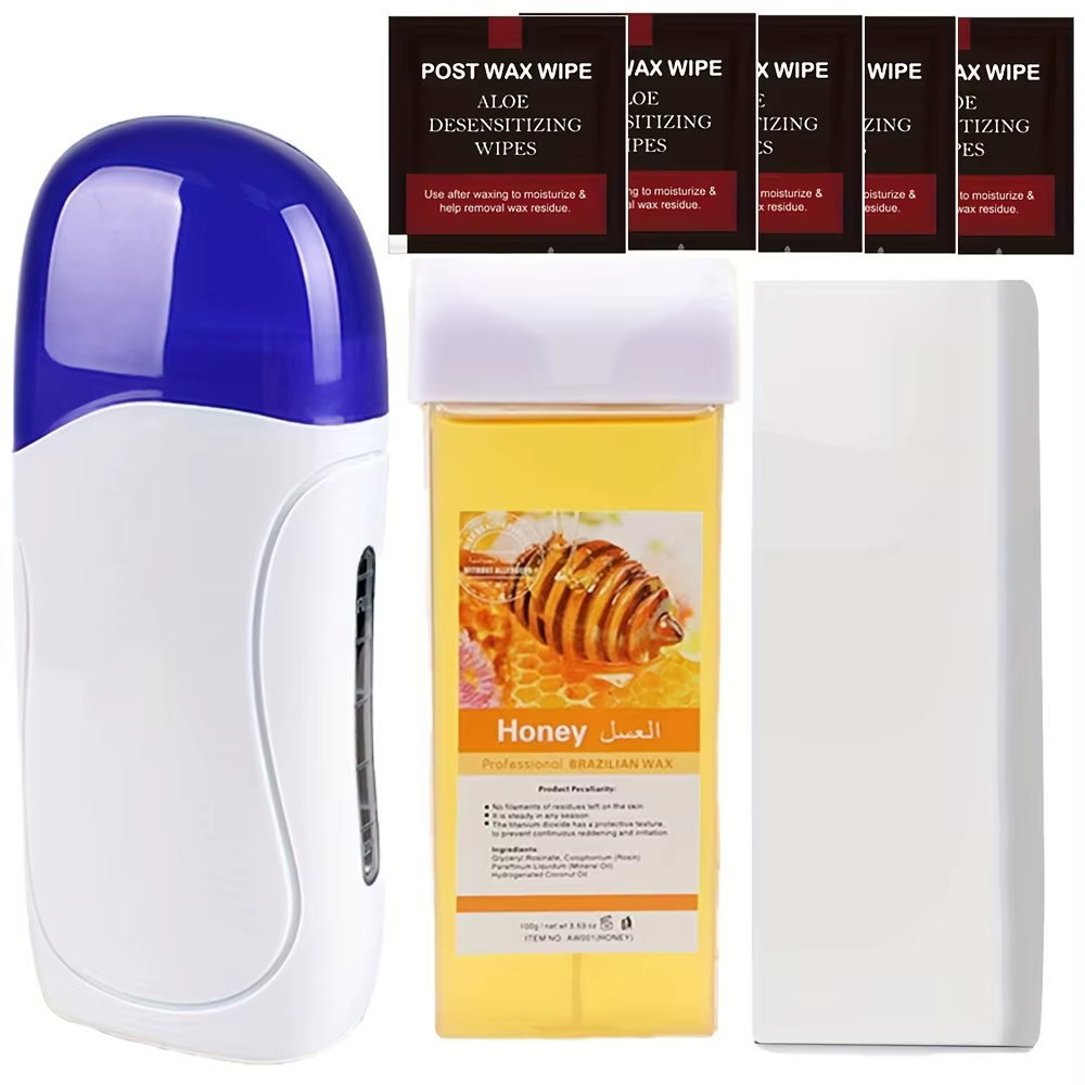 Viilife US rouleau sur Kit d'épilation avec cartouches de cire et bandes de cire 3 en 1 Kit de chauf