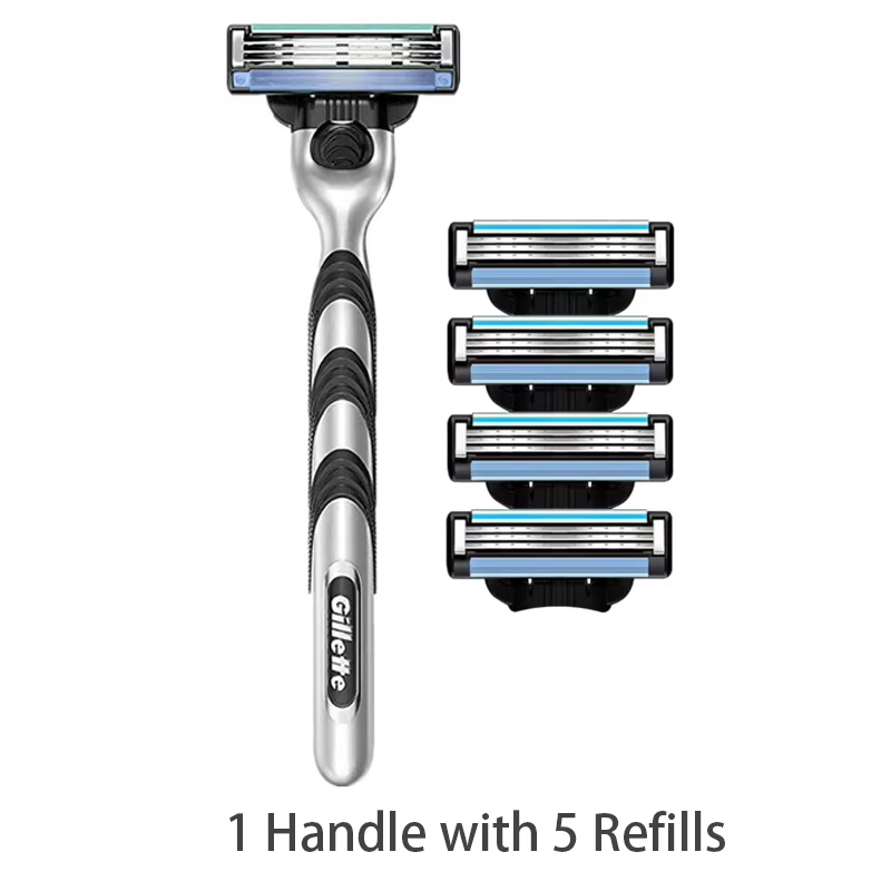 Gillette Mach3 rasoir pour hommes 3 couches lames barbe à raser lisse avec 5 recharges de lames