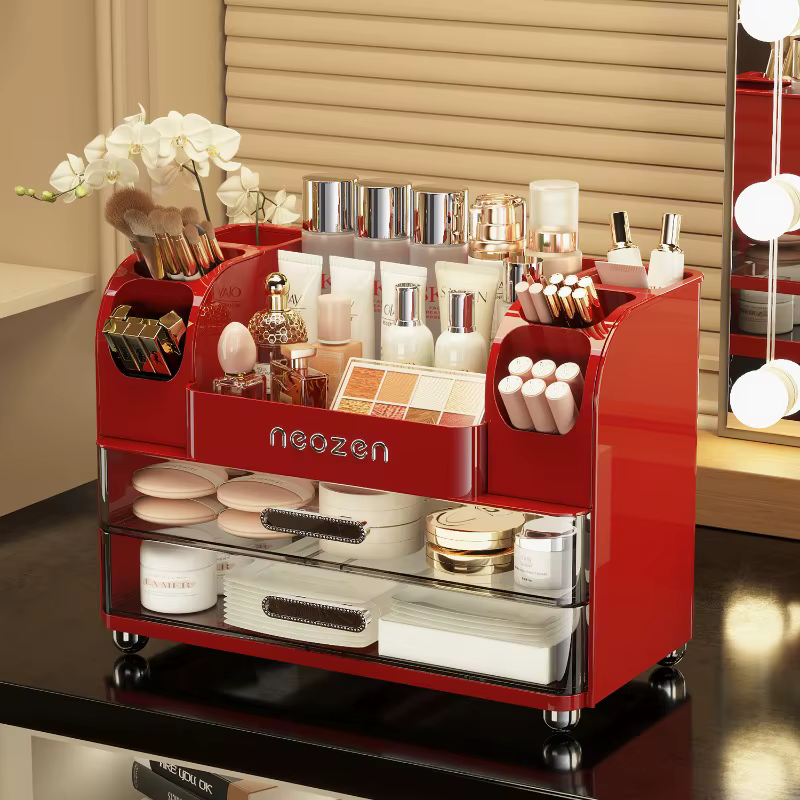 Boîte de Rangement Cosmétique de Bureau Premium pour Soins de la Peau, Rouge à Lèvres, Parfum, Pince