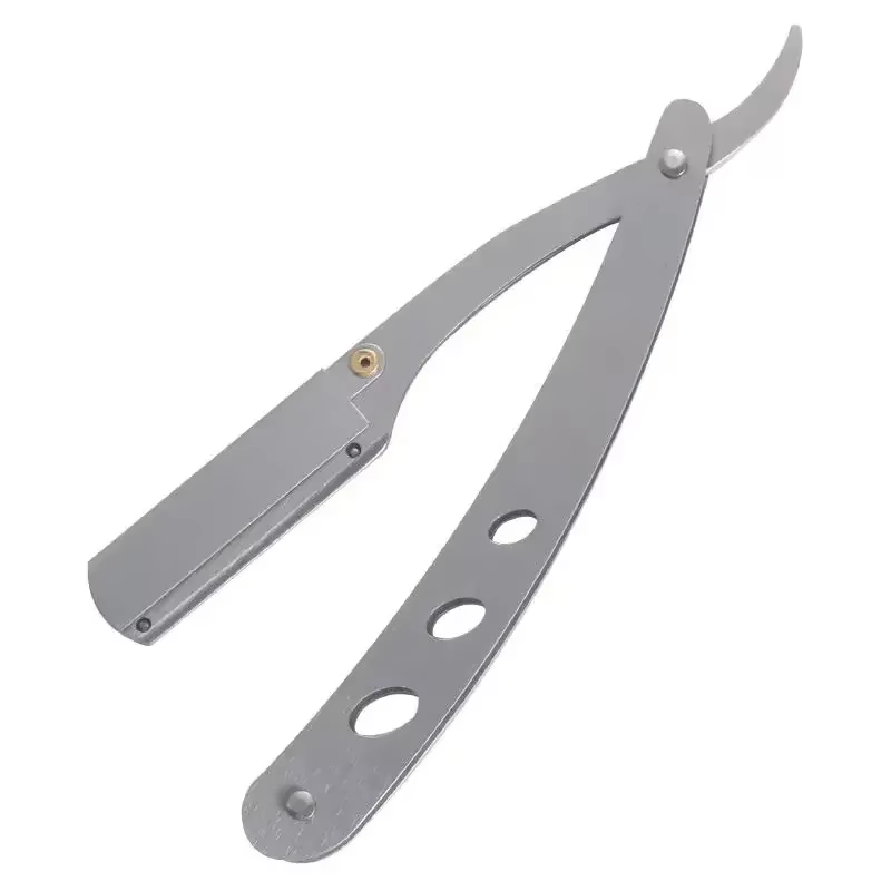 Rasoir de barbier professionnel manuel en acier inoxydable avec lame, pliable pour homme