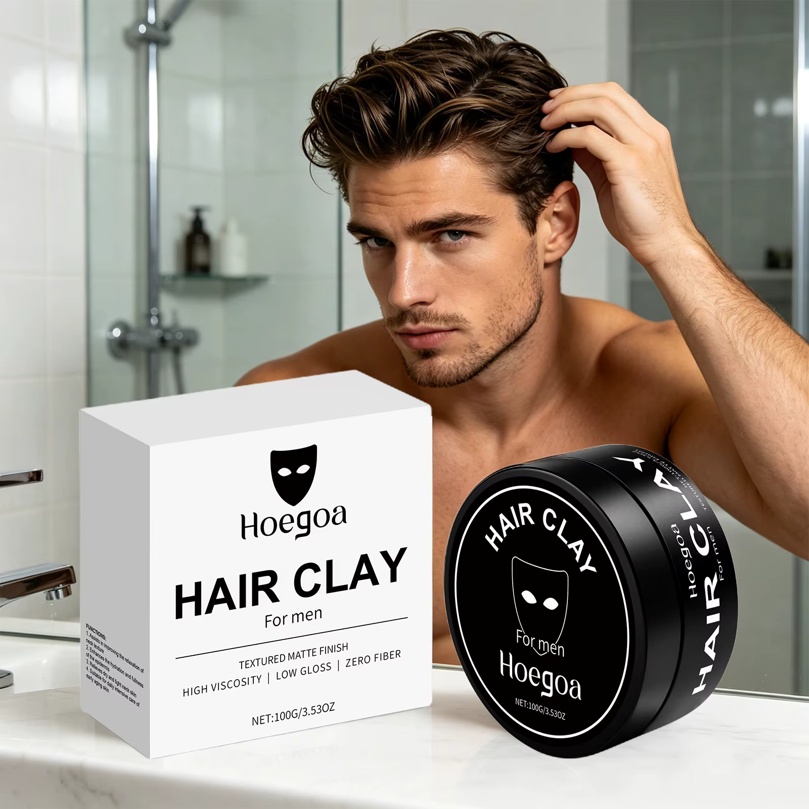Cire coiffante pour hommes, fini mat, tenue forte, volume naturel, effet volumineux, non grasse, raf