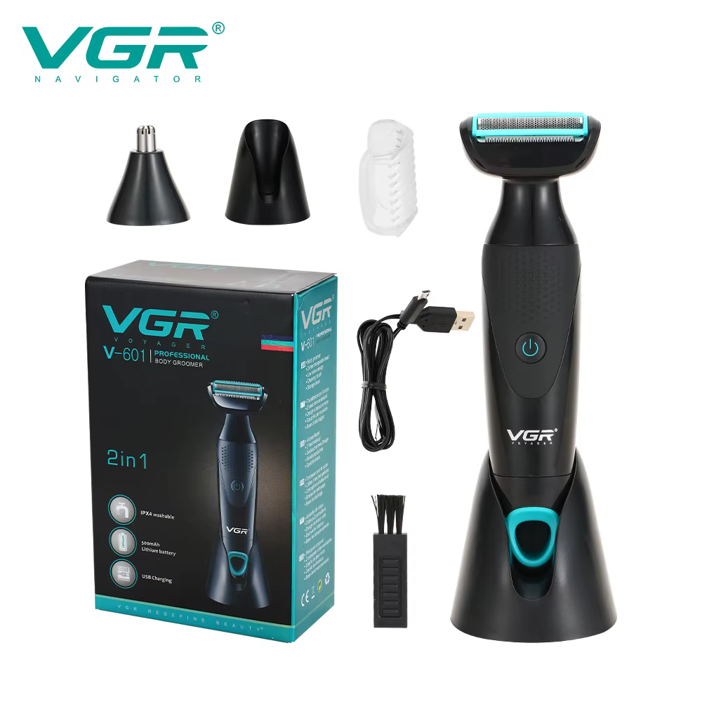 VGR nouveau rasoir multifonctionnel 2 en 1 rétro pour hommes IPX4 lavage nez rasoir