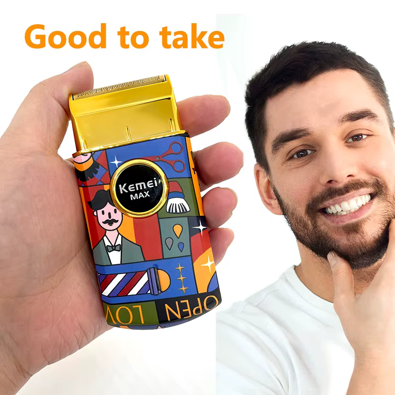 Kemei-Rasoir électrique professionnel en titane à double feuille pour hommes, outil de finition de b