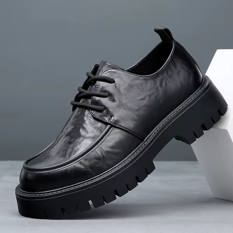 Chaussures de travail en cuir véritable pour hommes, chaussures de travail à fond épais, classiques 