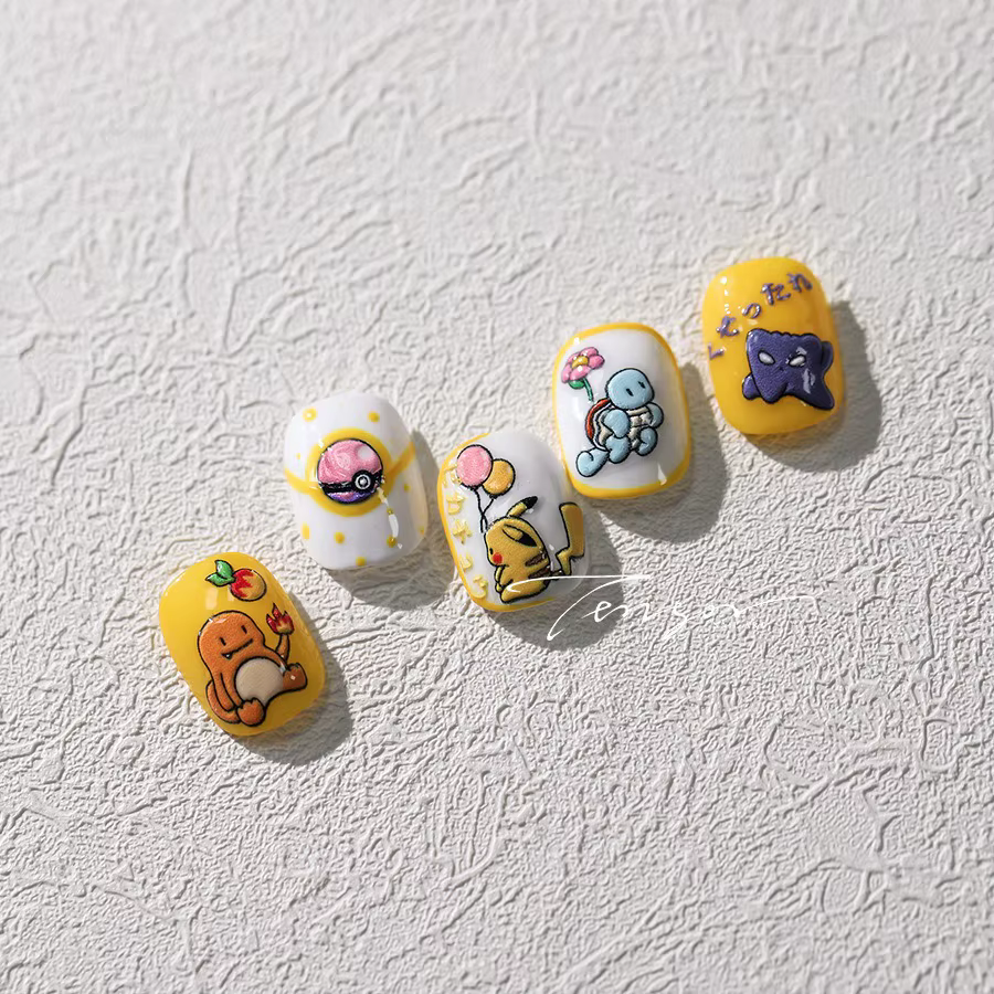 Miniso nouveau Pokémon 5D autocollants pour ongles fournitures de Nail Art mignon Pikachu écureuil a