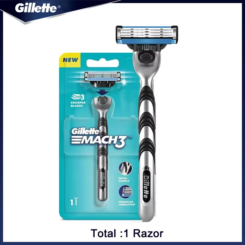 Véritable Gillette Mach 3 rasoir manuel pour hommes lames à 3 couches hommes rasoir barbe rasage épi