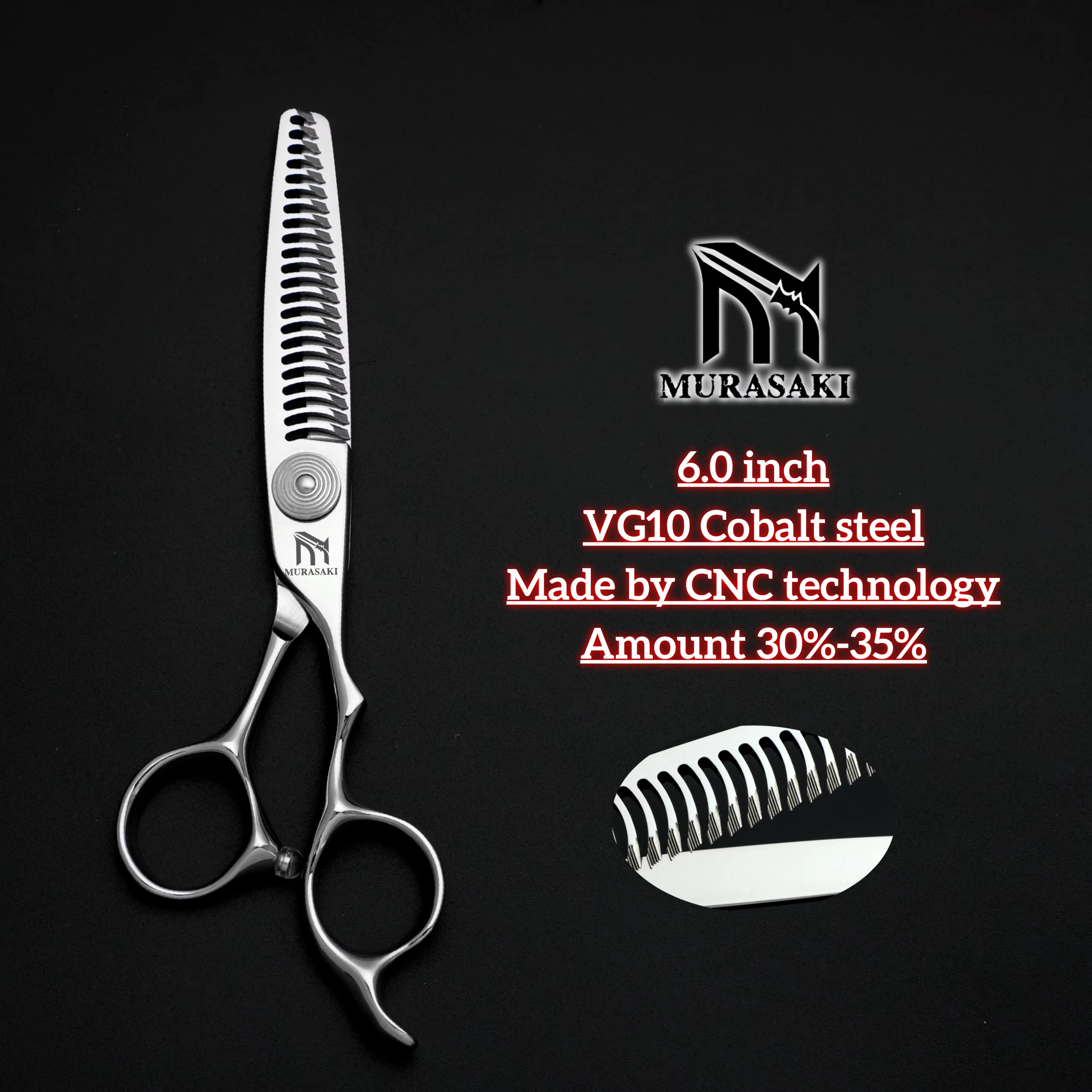 Ciseaux de barbier professionnels de 6.0 pouces, ciseaux amincissants pour cheveux à technologie CNC