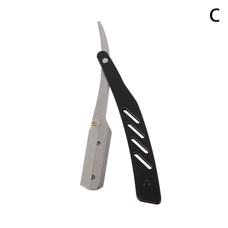 Rasoir manuel pour salon de coiffure, tige en acier inoxydable, rasoir avec 10 lames pour pouce, têt