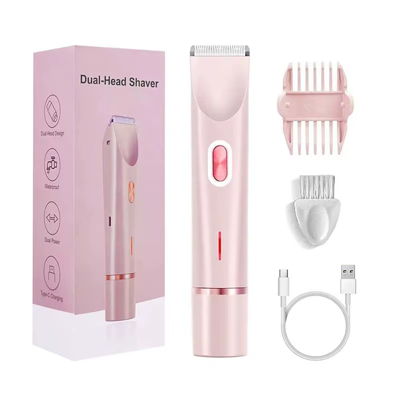 Rasoir électrique rechargeable pour femme, Double tête, étanche, pour Bikini, 2 en 1, épilation du c