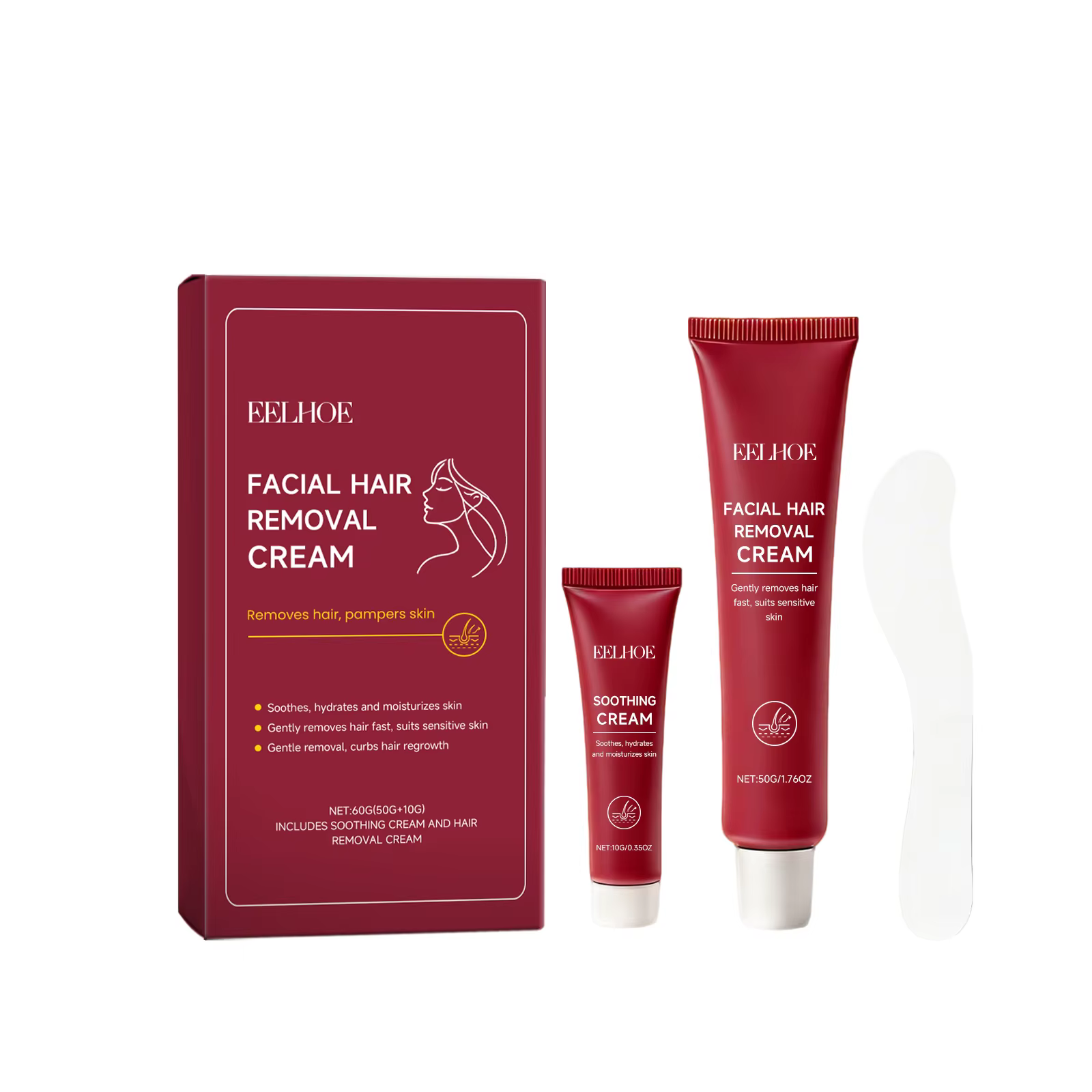 Crème dépilatoire pour le visage, nourrissante, adoucissante, lissante, réduit les rougeurs, amélior