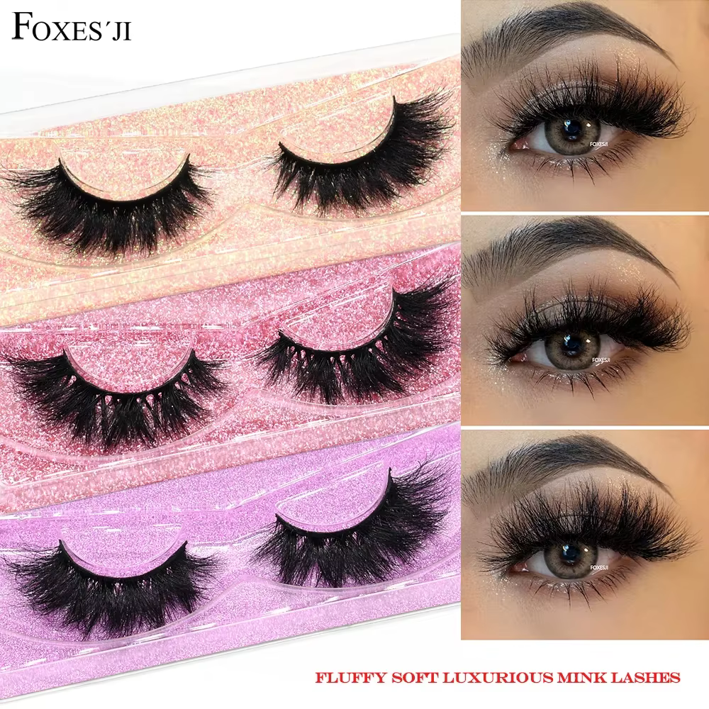 FOXESJI-Faux cils de vison 3D, extension de cils doux, ensemble de maquillage, contaminants croisés,