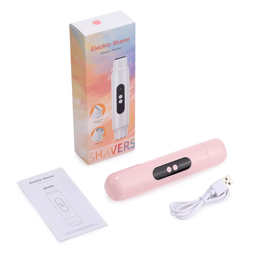 Rasoir électrique double tête 2-en-1 pour femme, épilateur indolore, tondeuse pour les jambes, le ma