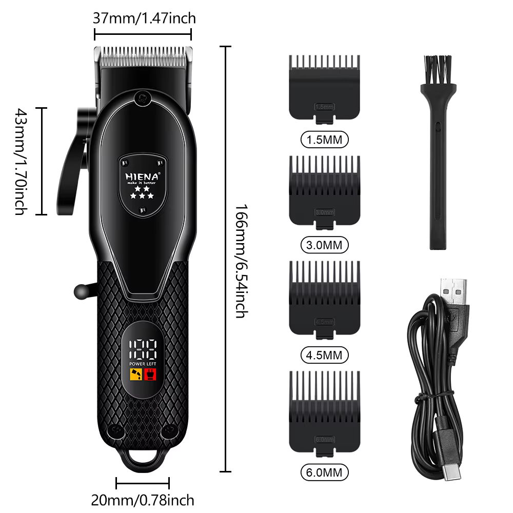 Kit de tondeuse à cheveux Hiena pour hommes, rasoir électrique, tondeuse à cheveux professionnelle,
