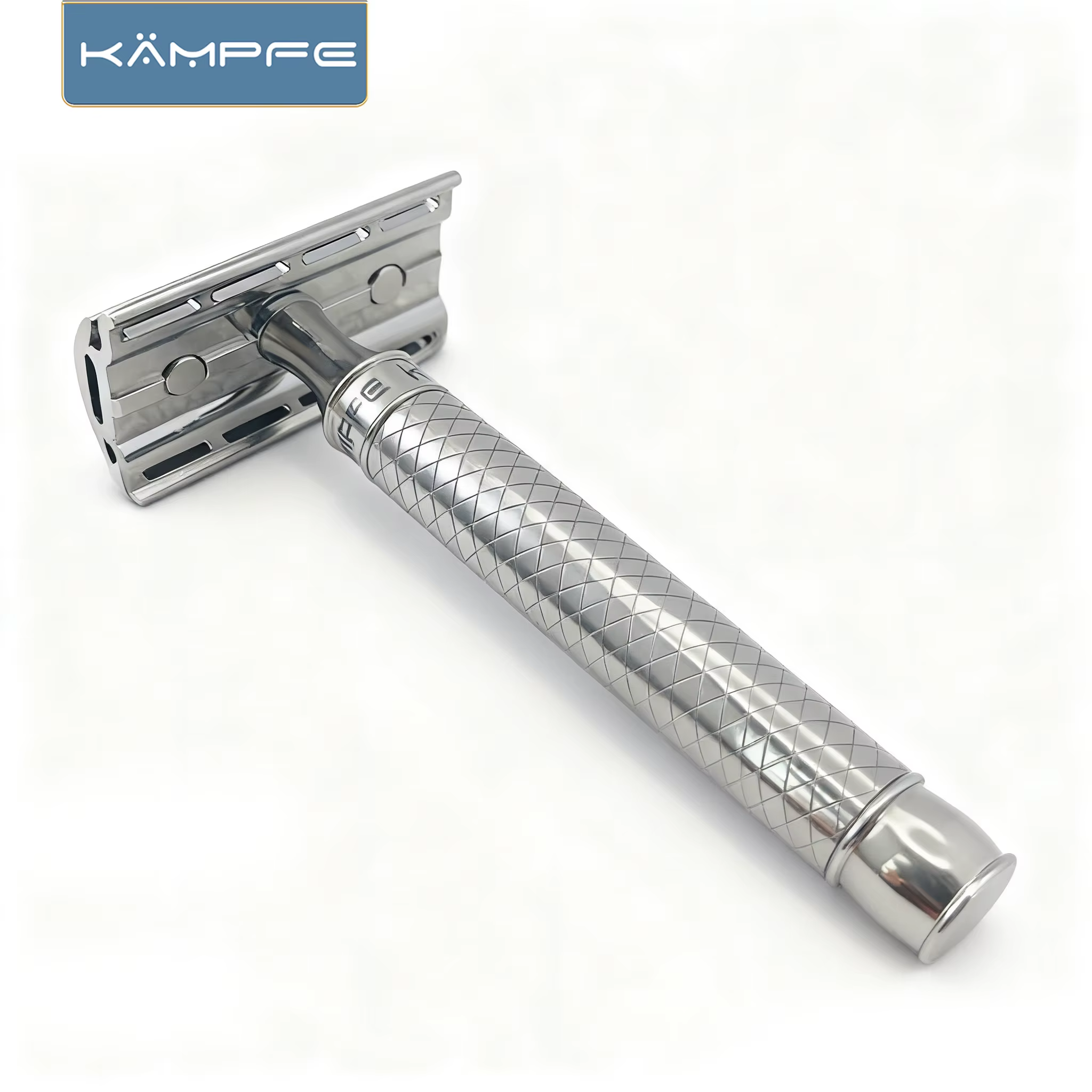 Rasoir de sécurité KAMPFE en acier inoxydable CNC, rasage lisse, outil manuel à double tranchant pou