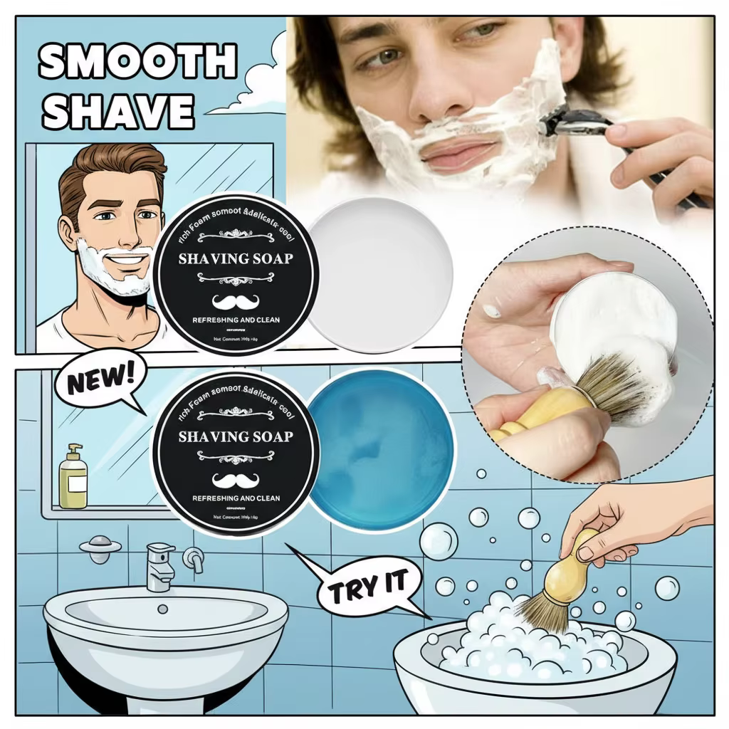Savon de Rasage Artisanal pour Hommes – Texture Lisse, Crème Moussante Bio pour un Rasage Net et une
