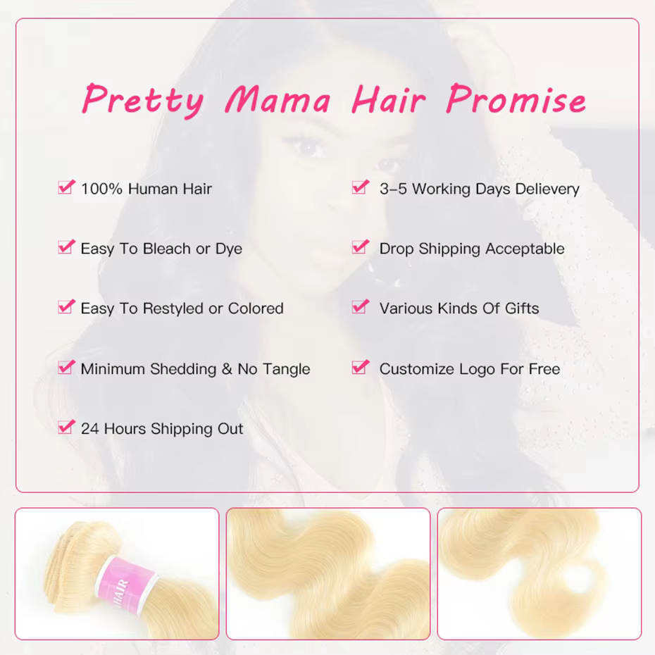 Tissage en Lot Brésilien Naturel Remy Body Wave Blond, Extensions de Cheveux Humains, 36 38 40 Pouce