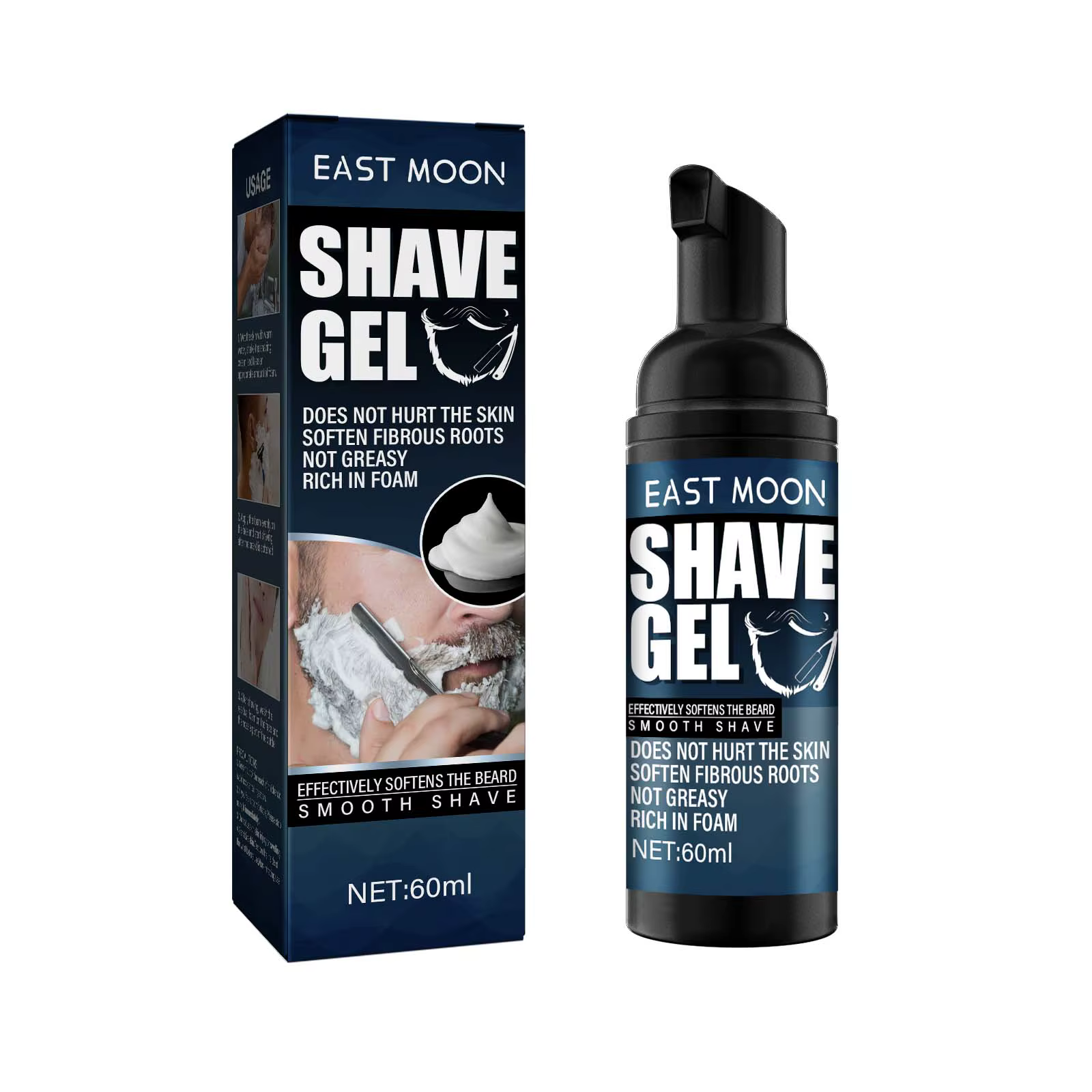 Mousse de rasage à l'aloe vera pour hommes, 50ml, garde rafraîchit la barbe adoucissante confortable