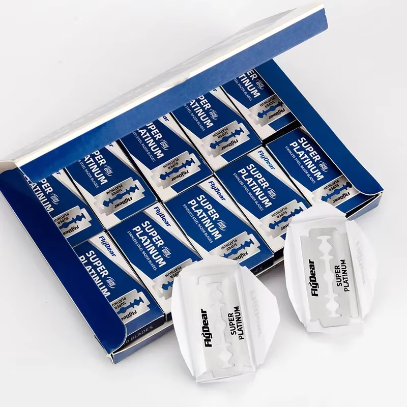 Lames de rasoir en acier inoxydable durables pour barbier, 100 pièces, lames de sécurité à double tr
