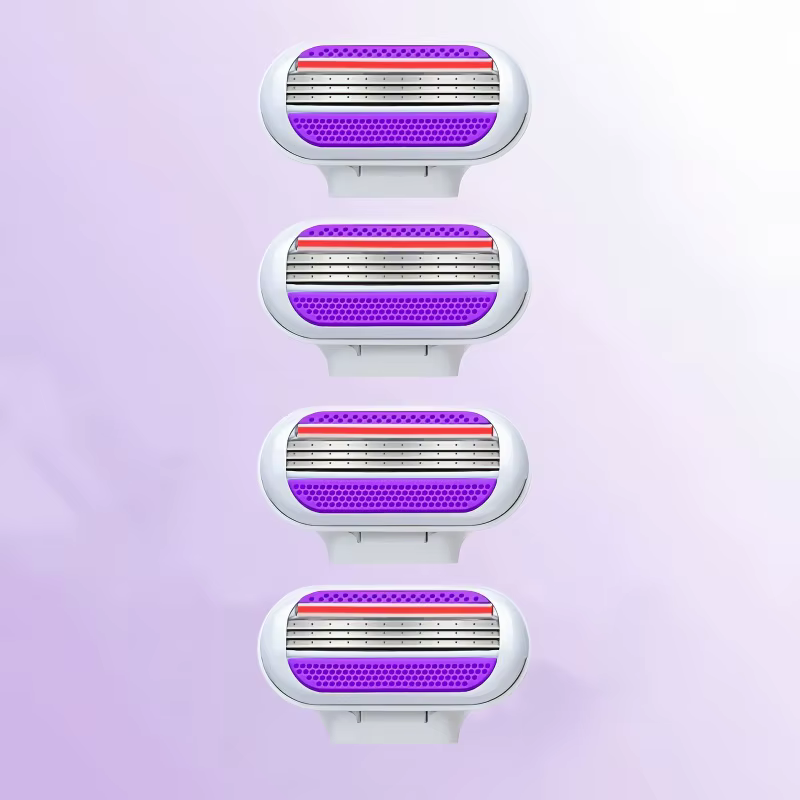 Rasoir pour femmes, 1 manche, 3 cartouches, lame en acier inoxydable, poignée en caoutchouc, rasoir 