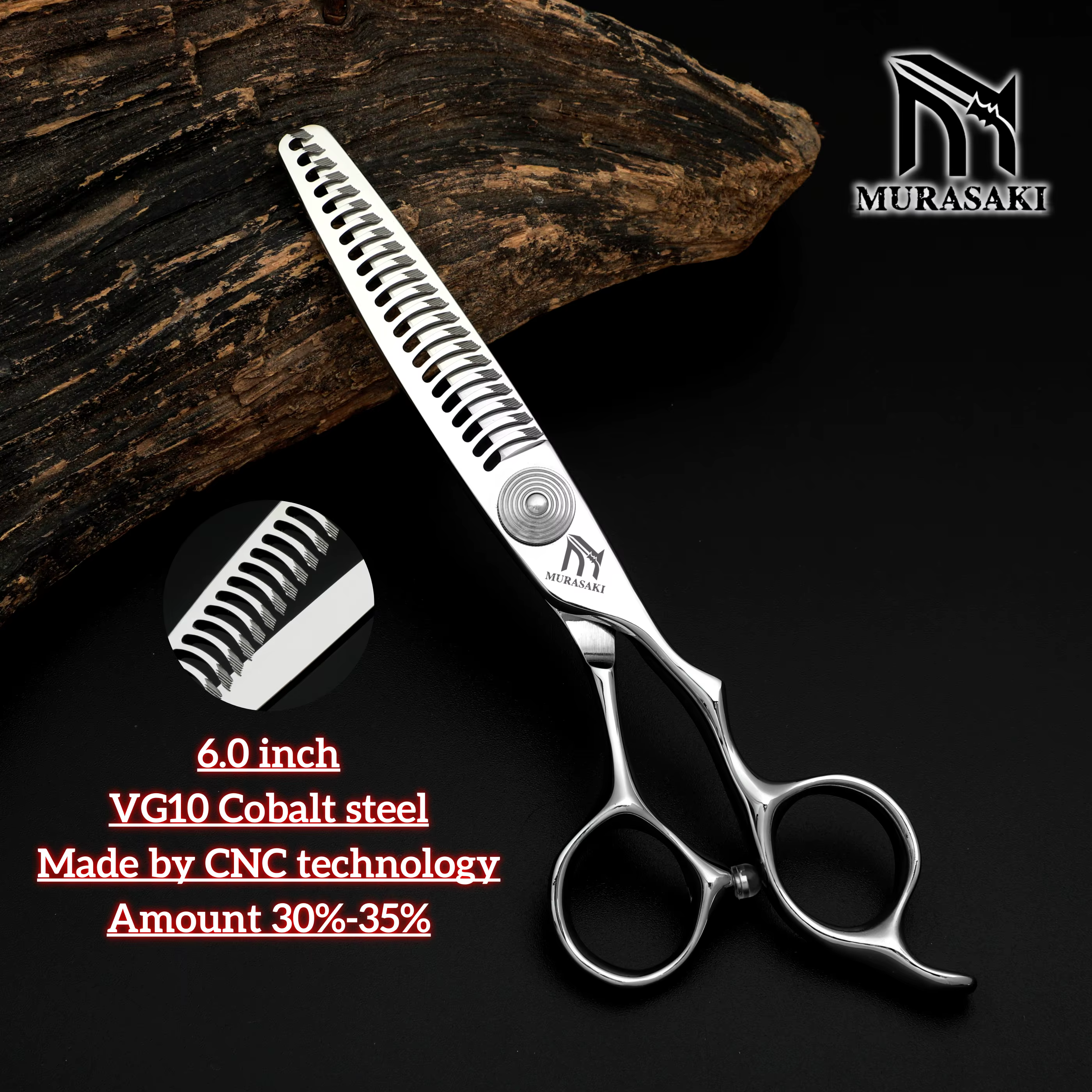 Ciseaux de barbier professionnels de 6.0 pouces, ciseaux amincissants pour cheveux à technologie CNC