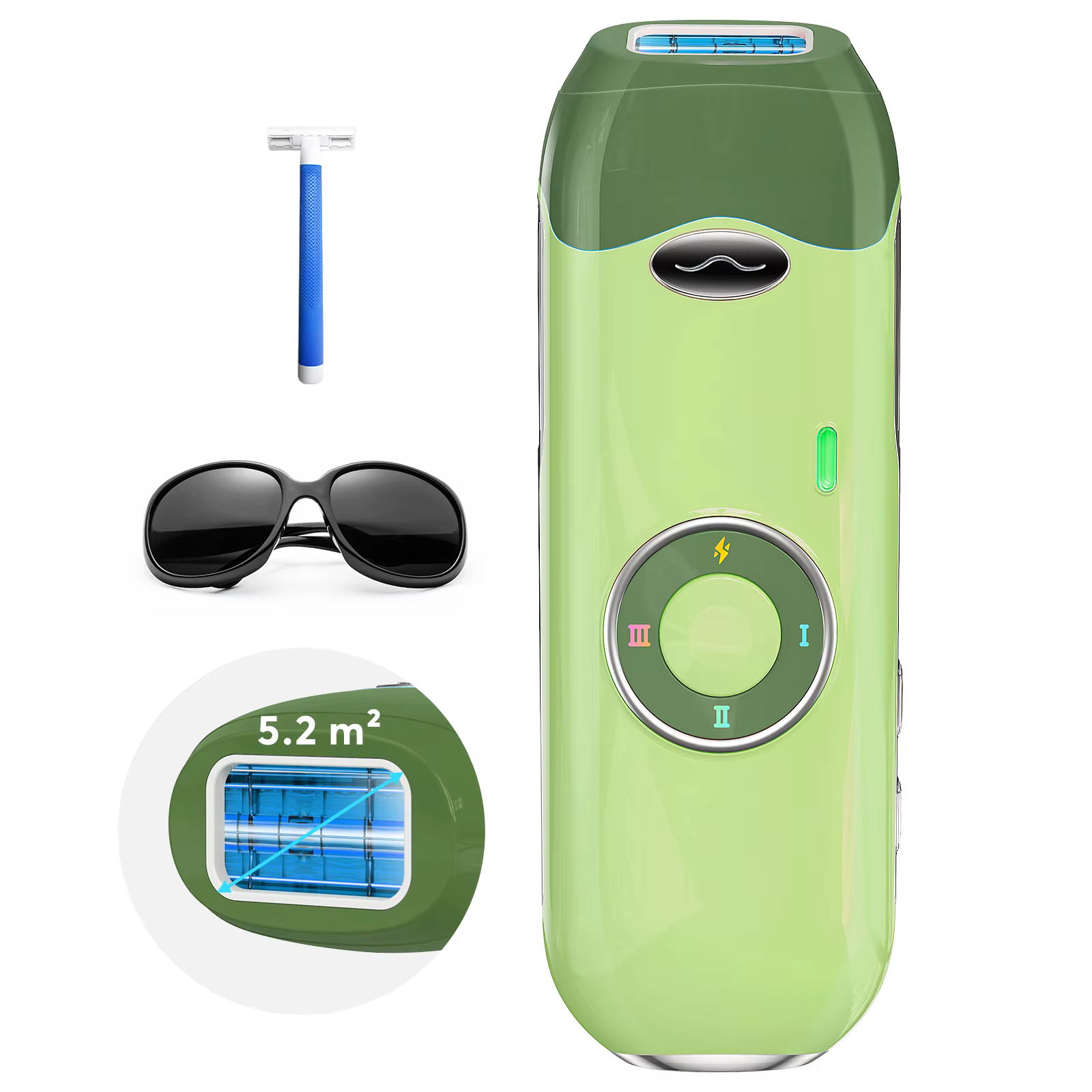 Épilateur laser longue durée pour homme et femme, 5.2 cm², contact 22J IPL, sans Limitation, lumière