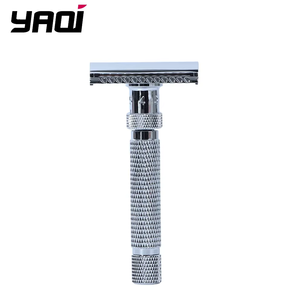 Rasoir à barbe Yaqi réglable, coupe finale, couleur chromée, rasoir de sécurité à collectionner, cad