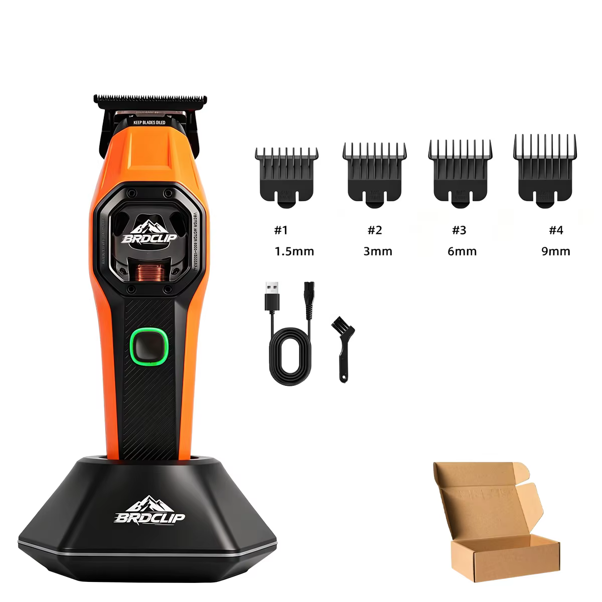 Tondeuse à cheveux professionnelle BRDCLIP avec corps métallique, moteur Vector, 7800-13000 tr/min, 