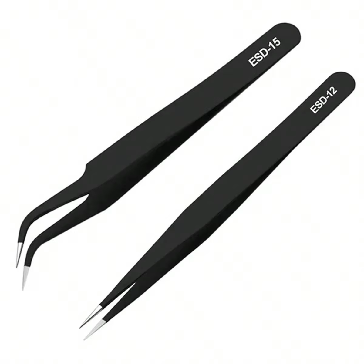Pincettes roses en acier inoxydable pour Nail Art, pointe droite et courbée pour Extension de cils,