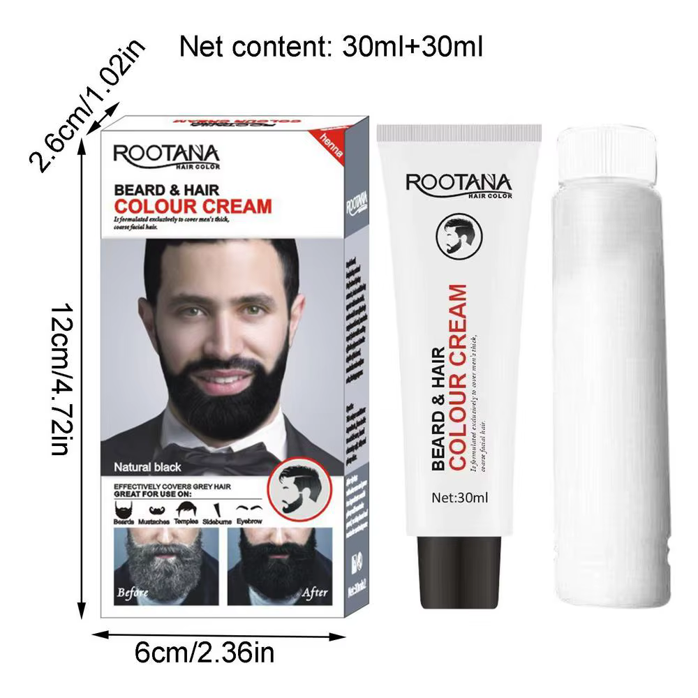 2 pièces/ensemble hommes efficace barbe noir colorant teinte crème moustache Semi-permanent hommes m