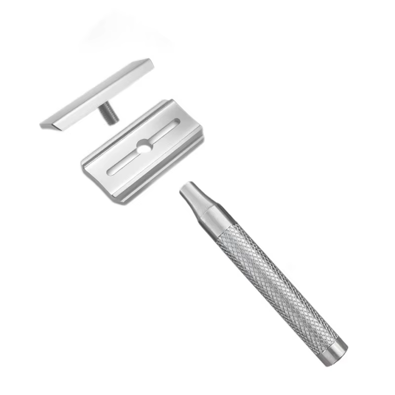 Rasoir manuel double face en acier inoxydable pour homme, poignée confortable pour un rasage en douc