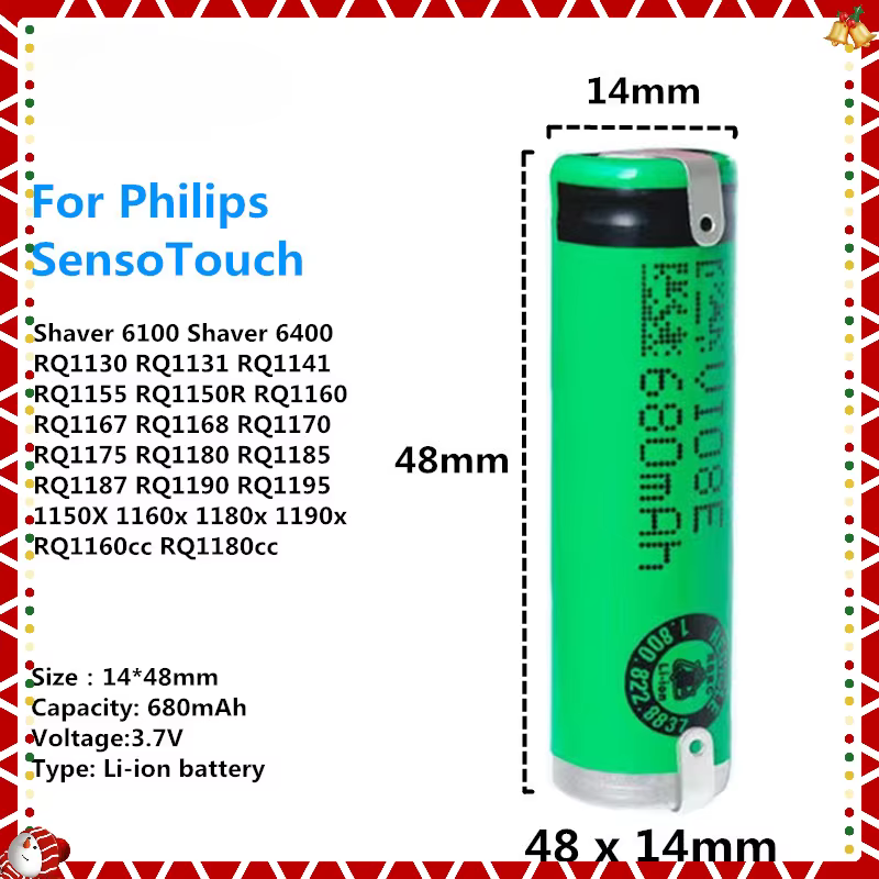 Rasoir 6300 6400 Batterie pour Philips Senso Touch, RQ1130, RQ1131, RQ1141, RQ1155, RQ1150R, RQ1160,
