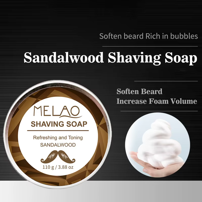 Savon de rasage savon pour barbe bois de santal savon nettoyant pour le visage pour hommes soin 110g