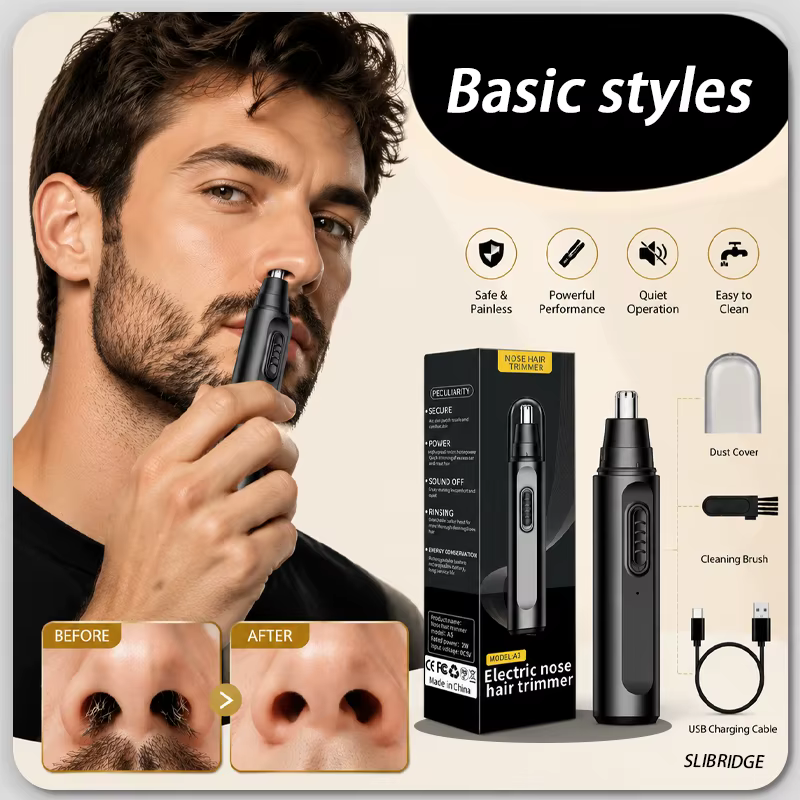 Tondeuse à poils de nez et d'oreilles pour l'élimination des poils du visage, coupe-poils nasal lava